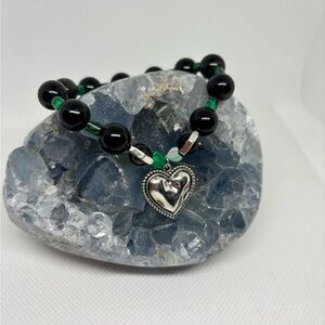 Green Malachite and Black Obsidian Protection Bracelet